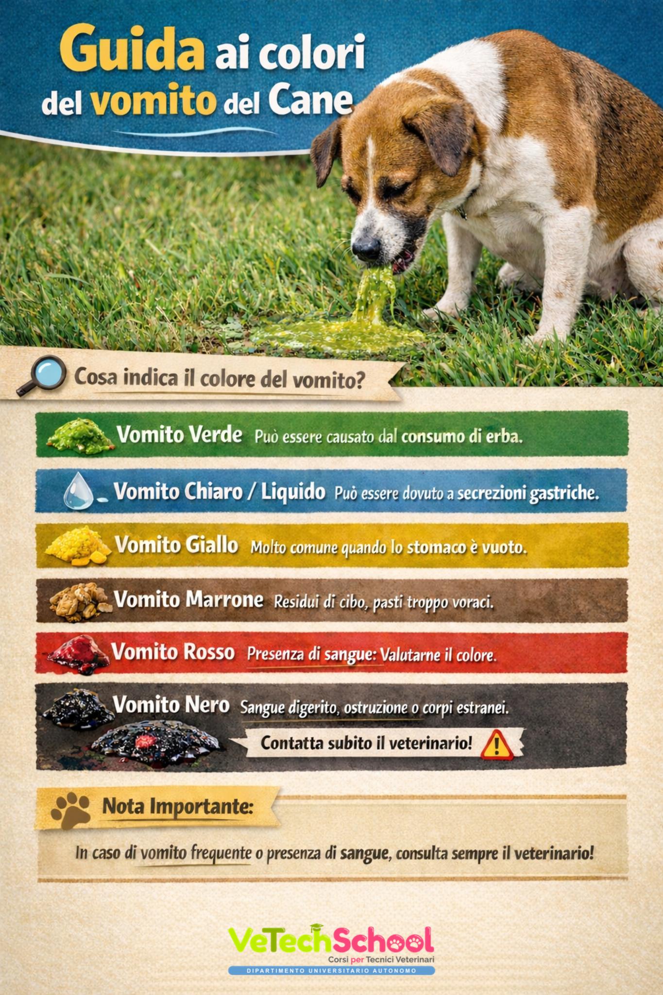 Vomito del cane: colori e significato.